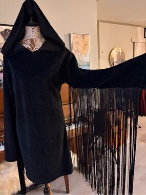 Killstar Black Hooded Fringe Tunic Dress